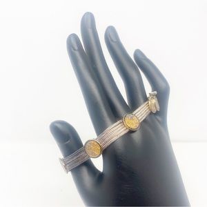 667 Vintage Bey Sim 925 Sterling Silver Gold Medallions Bracelet